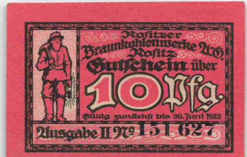 04617 Rositz Notgeldschein Braunkohlenwerke AG 1922