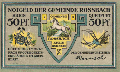 06242 Roßbach Braunsbedra 50-Pfennig emergency money note, circa 1921
