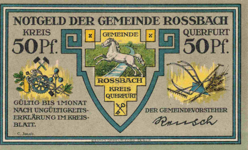 06242 Roßbach Braunsbedra 50-Pfennig emergency money note, circa 1921