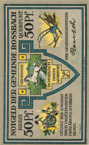 06242 Roßbach Braunsbedra 50-Pfennig emergency money note, circa 1921