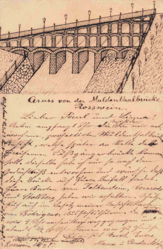 Rosswein Planzeichnung der Muldentalbrücke Architekt Haubein o 1897