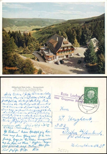 76571 Red pool over Gaggenau (Murgtal) country postmark on postcard o 19.4.1960