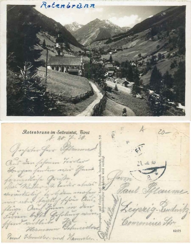 Rotenbrunn Sellraintal Tirol gebr. 20.7.1930