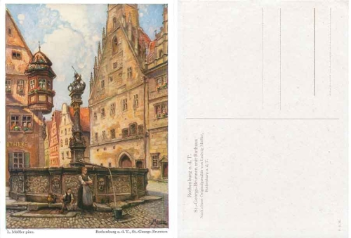 91541 Rothenburg Tauber St.-Georgs-Brunnen Künstlerkarte L. Mößler * ca. 1920