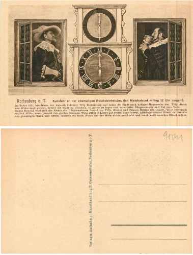 Rothenburg Tauber Kunstuhr Reichstrinkstube * ca. 1930