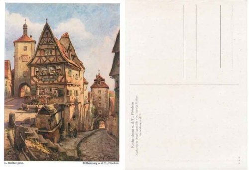91541 Rothenburg Tauber Plönlein Künstlerkarte L. Mößler * ca. 1920