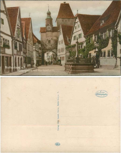 Rothenburg Tauber Rödergasse mit Markusturm * ca. 1930