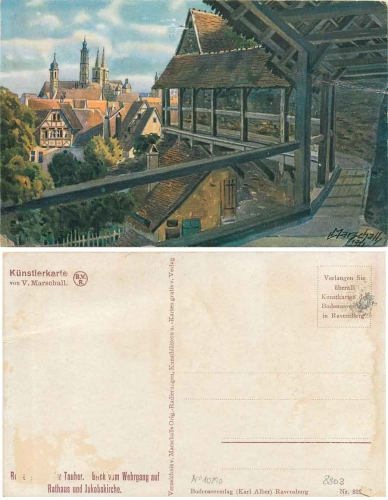 91541 Rothenburg Tauber Wehrgang artist card V. Marshal * 1921