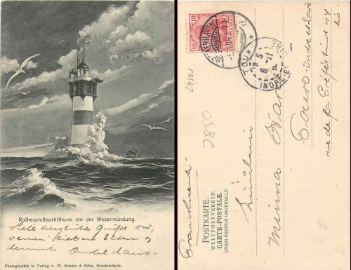 Rothesand lighthouse. o November 5, 1904