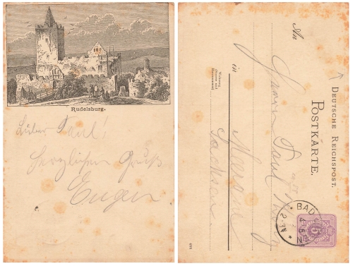 06628 Rudelsburg Privatganzsache Vorläufer Karte o Bad Kösen 4.6.1888