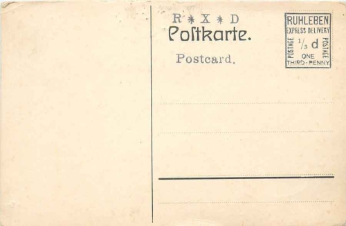 Ruhleben camp post EXPRESS DELIVERY 1/3 d R*X*D postcard around 1915