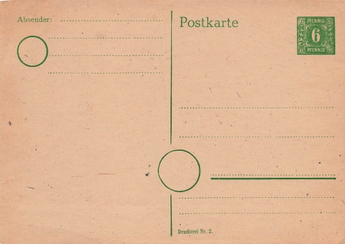 Allied occupation of Mecklenburg postal stationery P6 6 Pfennig green * 1945