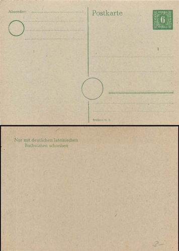 SBZ Mecklenburg Vorpommern postal stationary 6 Pfennig on gray paper * 1945