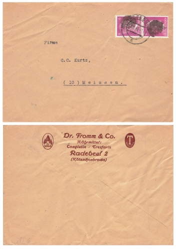 SBZ RPD Chemnitz AP 788 I with fee paid stamp Hitler head blackening Annaberg 19.7.1945 to Meissen