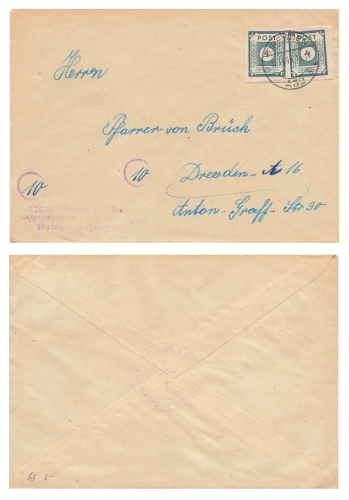SBZ East Saxony number series Post Michel 53 multiple franking on local cover o Dresden A32 November 12, 1945