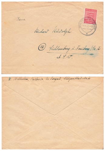 SBZ Sachsen Michel 71x o Beilrode 11/14/1945 to Lichtenberg