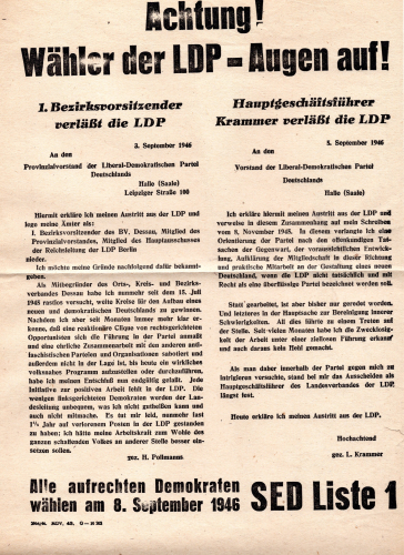 SED Wahlplakat  an die Waehler der LDP 1946 A4