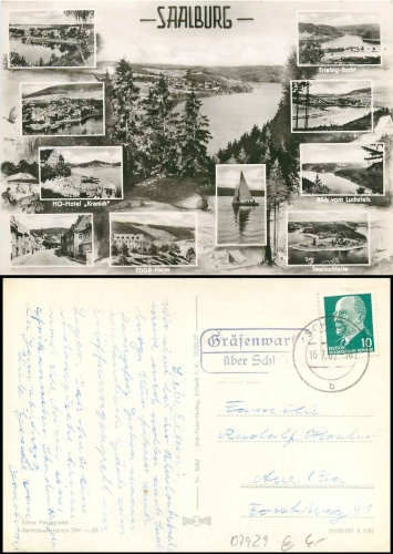 07929 Saalburg Landpoststempel Gräfenwarth über Schleiz o 16.7.1962