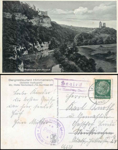 06628 Saaleck via Naumburg (Saale) country postmark on postcard o 5.6.1937