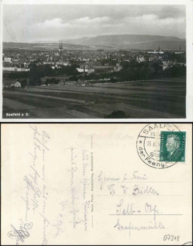 07318 Saalfeld-Kulm near Saalfeld Country postmark on postcard o 18.8.1930