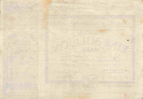 Saalfeld, Thuringia emergency money note, one million marks, 1923