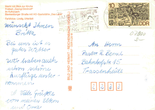 Saalfeld Thüringen Mehrbildkarte o 1988