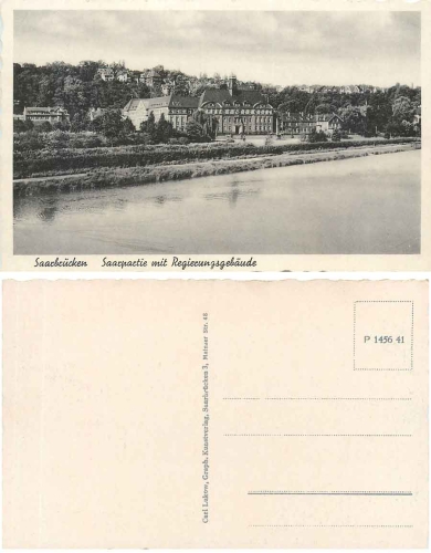Saarbruecken Saarpartie mit Regierungsgebaeude *ca. 1920