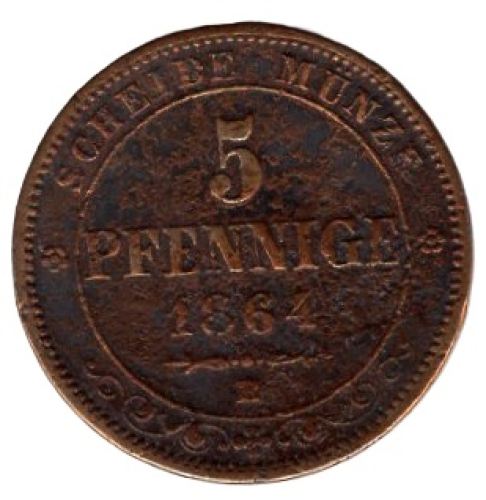 Sachsen Königreich 5 Pfennig 1854 F Johann