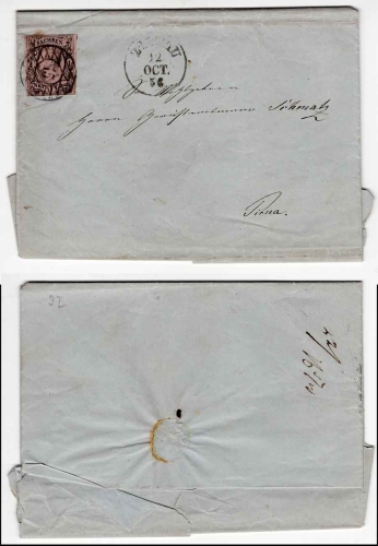 Sachsen Michel 9 auf Brief mit Gitterstempel 15 Zwickau 12.10.1856 nach Pirna