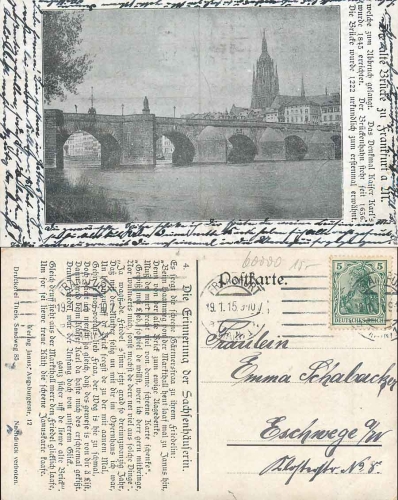 Sachsenhausen Frankfurt Main Bridge o 19.1.1915