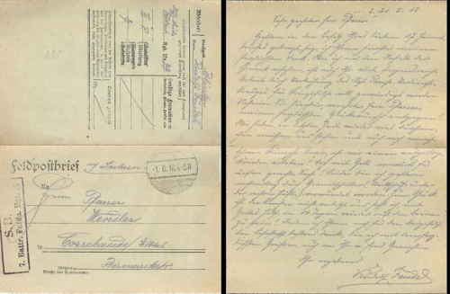 Saxon 7th battery field artillery regiment 77 Feldpost WW I June 1, 1918
