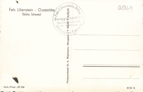 01824 Lilienstein Restaurant Saxon Switzerland * around 1960