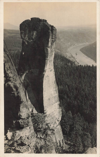 01814 Devil's Tower Climbing Rock Saxon Switzerland * around 1930