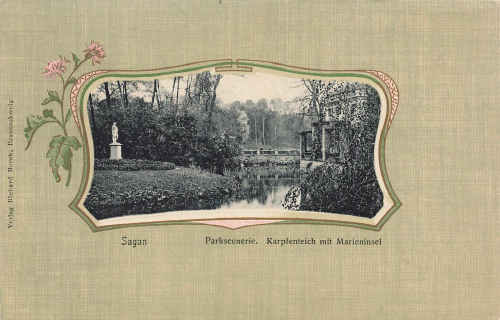 Sagan Park Schlesien Zagan Jugendstilkarte * um 1905