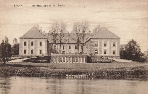 Sagan Schloss mit Bober Schlesien Zagan * um 1910