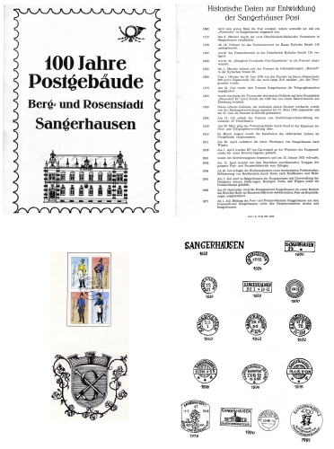 GDR Michel 2997 II-3000 II postal uniform commemorative sheet 100 years of the post office building in Sangerhausen