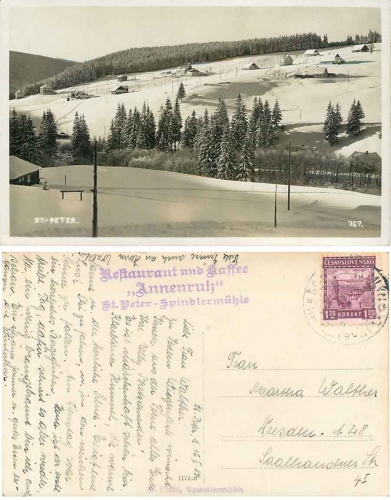 Sankt Peter Restaurnat Annenruhe Riesengebirge  o 15.2.1934
