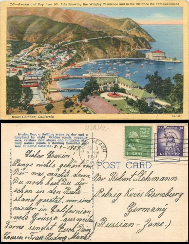 Santa Catalina California Avalon a. Bay from Mt. Ada Casino o 3.9.1957