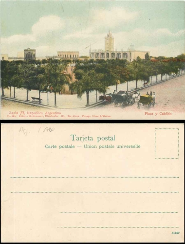 Santa Fe Argentina Plaza y Cabildo *ca.1900