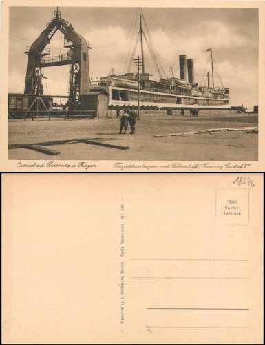 18546 Sassnitz train station with ferry "Konung Gustaf V" *1920