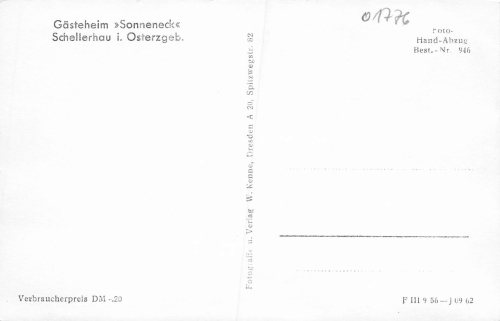 01773 Schellerhau Erzgebirge Gästeheim "Sonneneck" * 1956