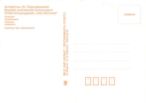 01773 Schellerhau FDGB Erholungsheim "Otto Buchwitz" * 1989