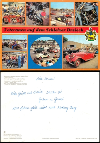 Schleizer Dreieck Veteranen KFZ Grosskarte ca. A5, gebr 1980