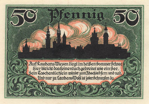 Lauban Silesia emergency bank note Lubań 1920