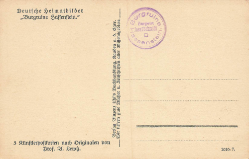 Eisenhammer mit Ruine Hassenstein Künstlerkarte A.Lewy * um 1930