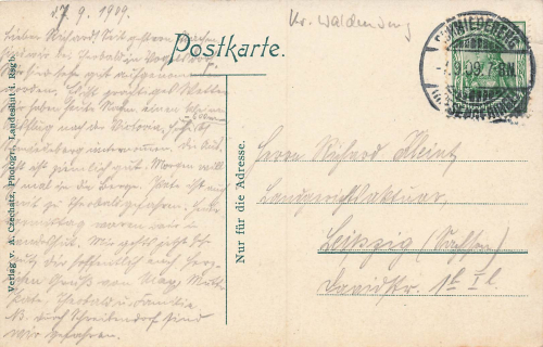 Schreibendorf Riesengebirge Schlesien Pisarzowice Kamienna Góra o 1909