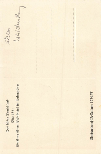 Kynsburg Schlesiertal Eulengebirge  WHW Karte 136 * 1934