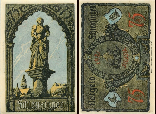 98553 Schleusingen  Emergency money 75 Pfennig Nixe 1921