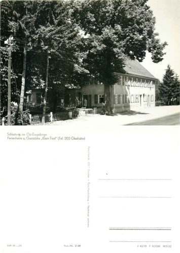 01768 Schlottwitz Erzgebirge Gaststätte "klein Tirol" *1970 Hanich2148