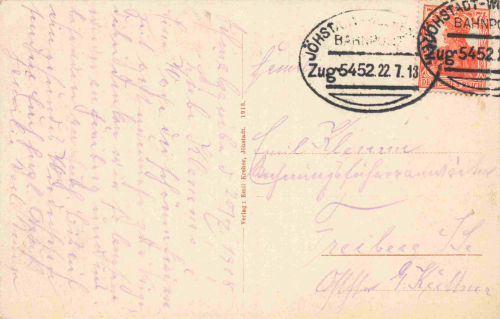 Schmalzgrube, Ore Mountains (Erzgebirge), Jöhstadt–Wolkenstein railway post, train 5452, 1918